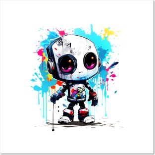 Cute cartoon Robot. Funny cyborg. Posters and Art